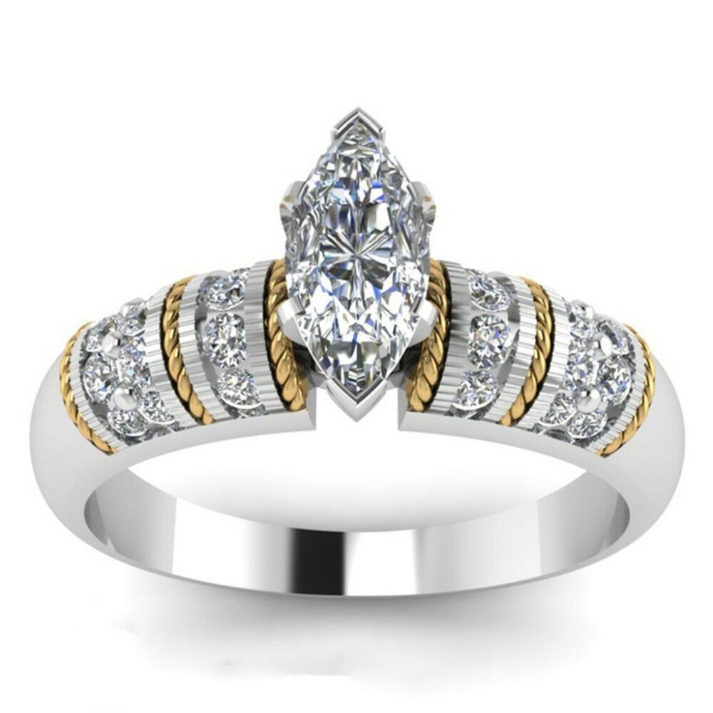 NWOT Silver & Gold White Topaz Fashion Ring